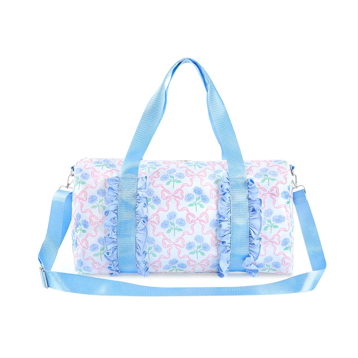 Floral Print Weekend Bag - Lightweight Carry-On for Airplane Travel - Customizable Medium Overnight Bag