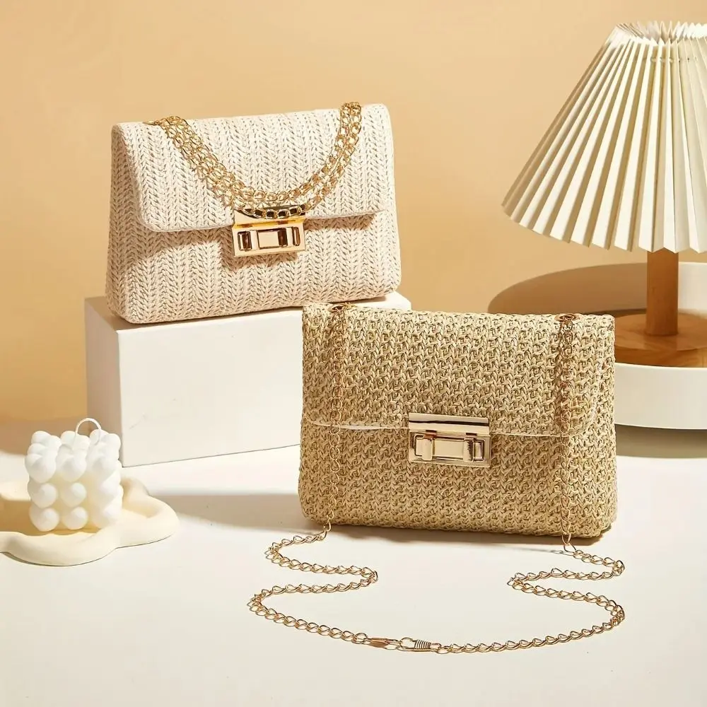 New Straw Shoulder Bag Handmade Fashion High Capacity Crossbody Bag Woven Clutch Handbag Women Office Birthday Present