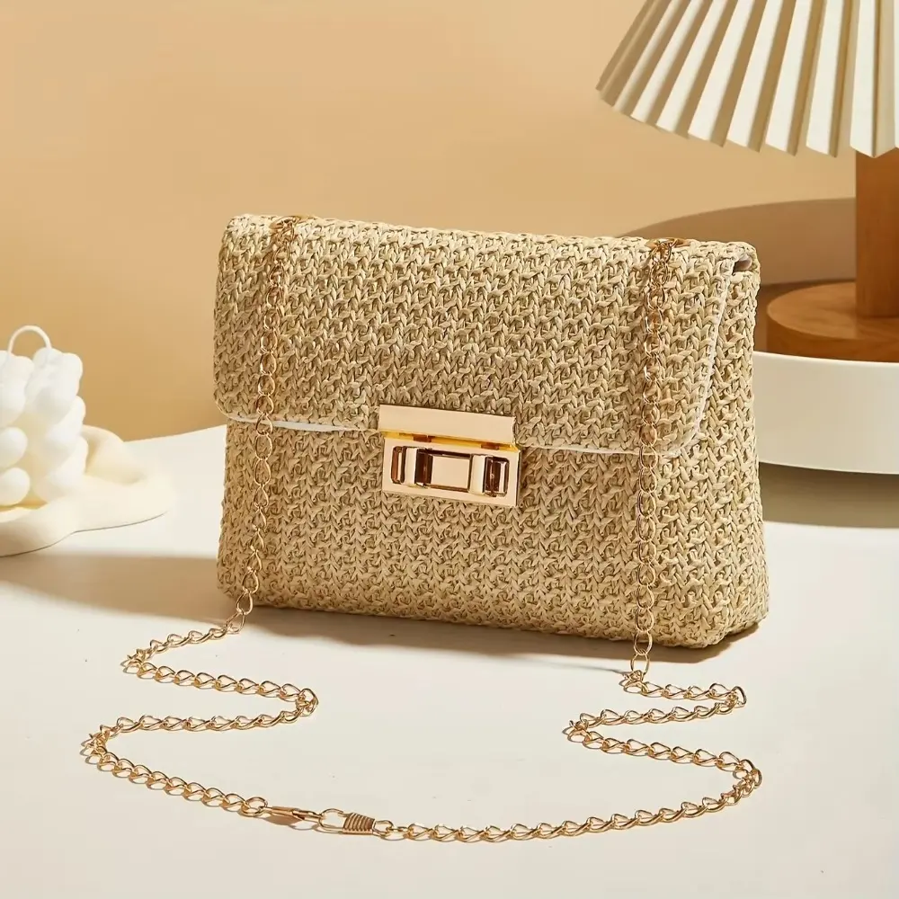 New Straw Shoulder Bag Handmade Fashion High Capacity Crossbody Bag Woven Clutch Handbag Women Office Birthday Present