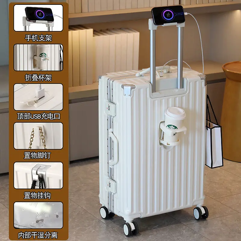 1 Piece Suitcase Multifunctional Universal Wheel Men's and Women's Suitcase Student Trolley Case Durable Large Capacity Password Box Hook