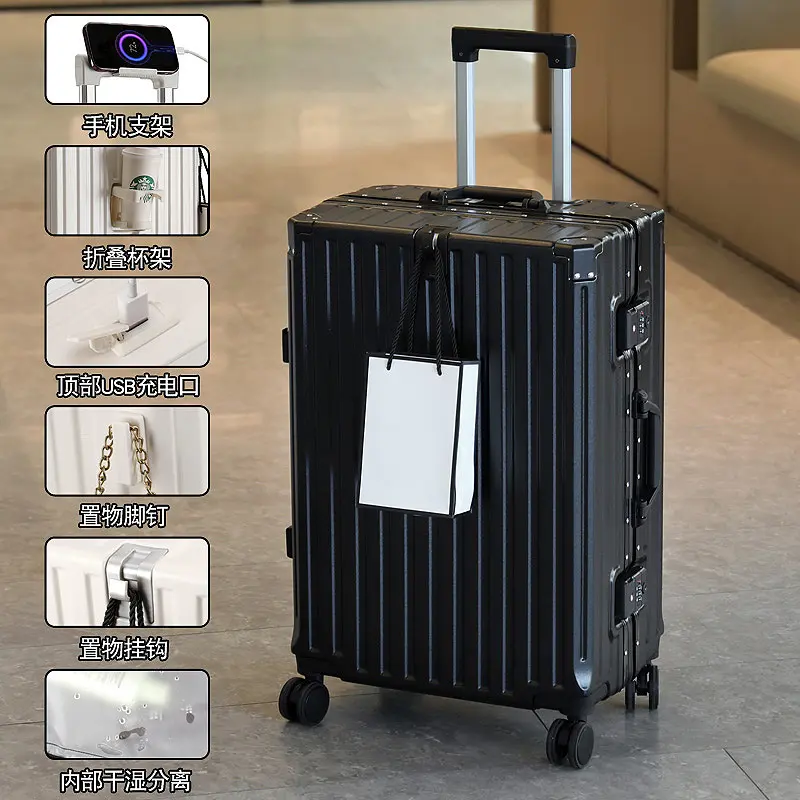 1 Piece Suitcase Multifunctional Universal Wheel Men's and Women's Suitcase Student Trolley Case Durable Large Capacity Password Box Hook