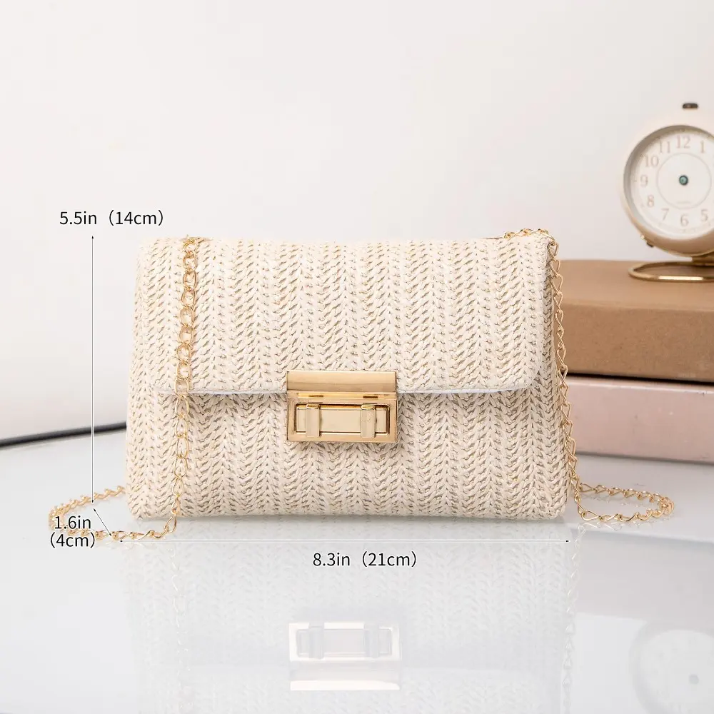 New Straw Shoulder Bag Handmade Fashion High Capacity Crossbody Bag Woven Clutch Handbag Women Office Birthday Present
