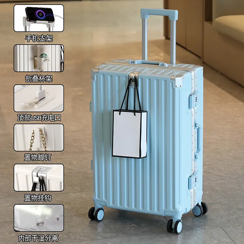 1 Piece Suitcase Multifunctional Universal Wheel Men's and Women's Suitcase Student Trolley Case Durable Large Capacity Password Box Hook