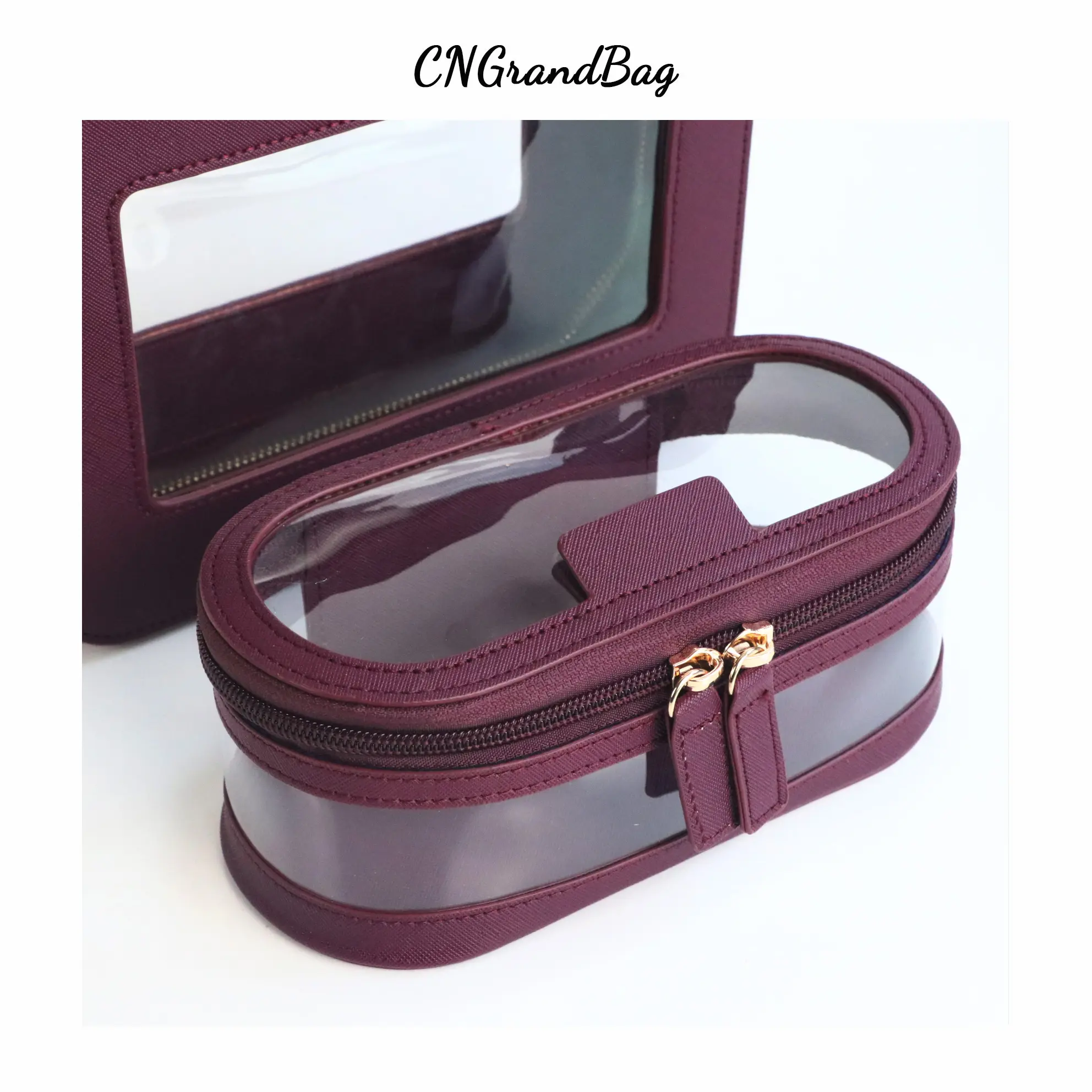 Custom Letters Saffiano Leather Cosmetic Brush Bag Portablet TPU Capacity Waterproof travel Multi-function Storage Bag