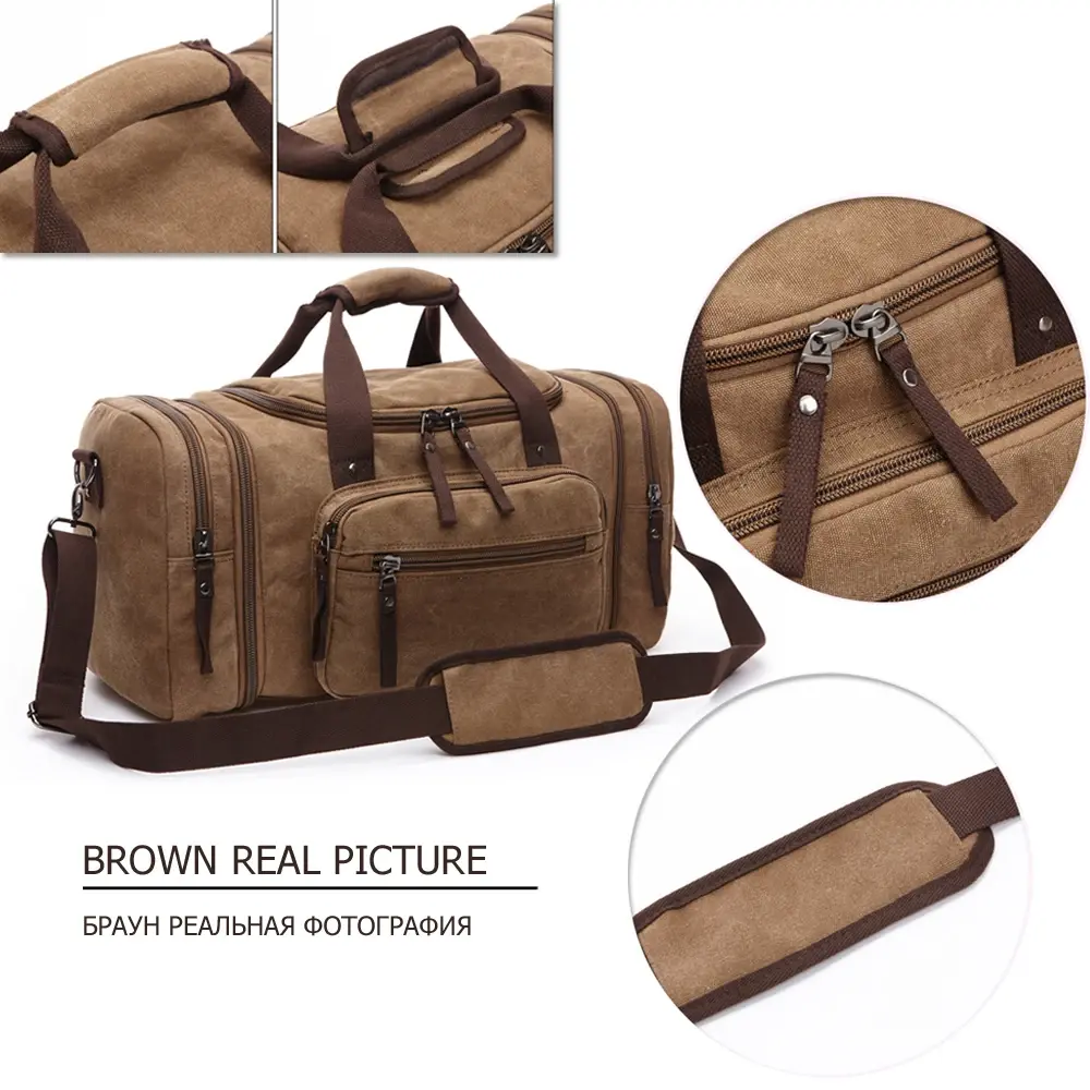 MARKROYAL Canvas Travel Bag Large Capacity Carry-on Luggage Bag Men's Luggage Bag Travel Handbag Weekend Bag Durable Delivery