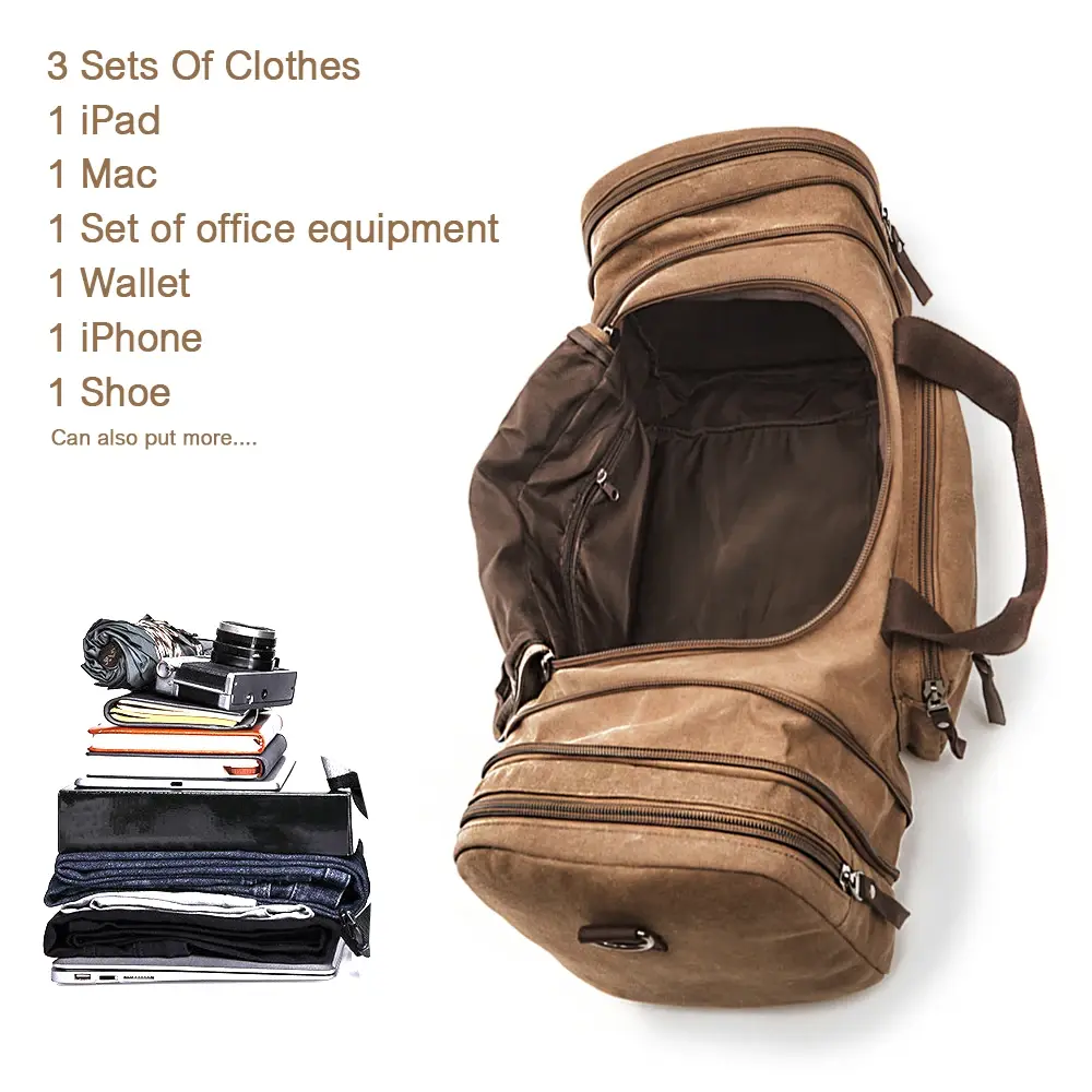 MARKROYAL Canvas Travel Bag Large Capacity Carry-on Luggage Bag Men's Luggage Bag Travel Handbag Weekend Bag Durable Delivery