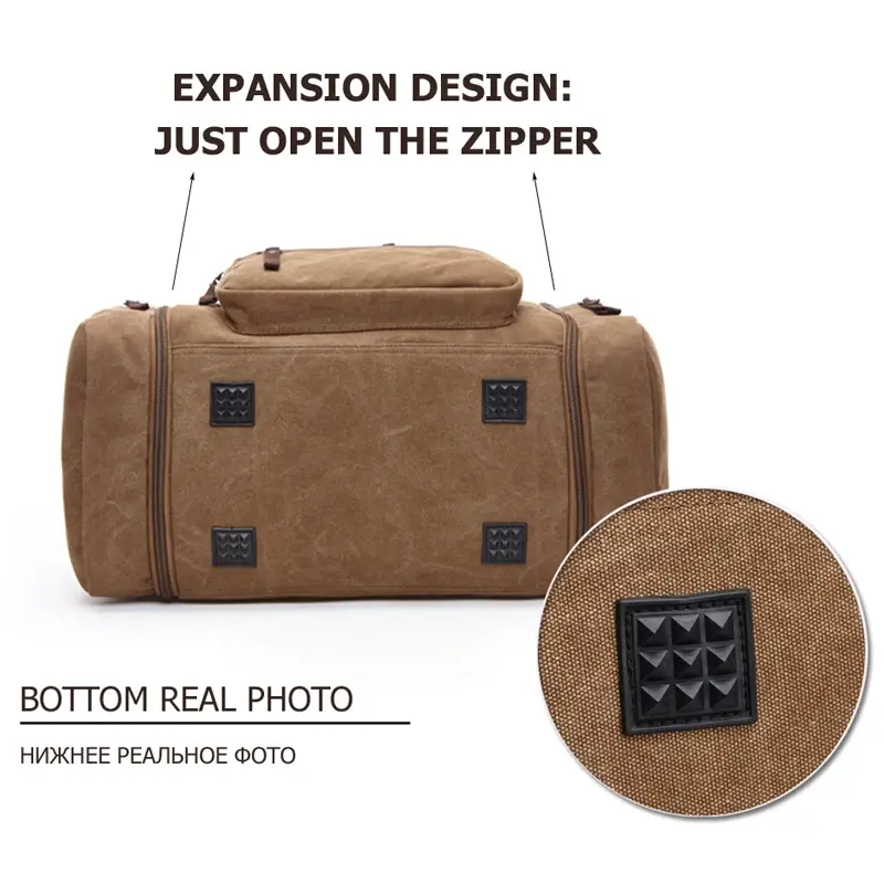 MARKROYAL Canvas Travel Bag Large Capacity Carry-on Luggage Bag Men's Luggage Bag Travel Handbag Weekend Bag Durable Delivery