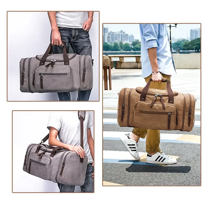 MARKROYAL Canvas Travel Bag Large Capacity Carry-on Luggage Bag Men's Luggage Bag Travel Handbag Weekend Bag Durable Delivery