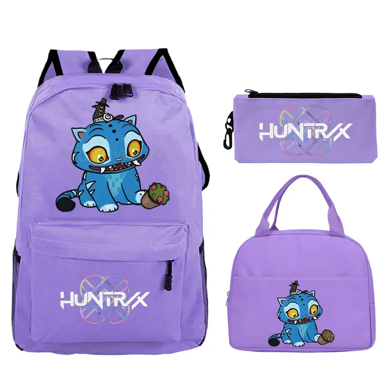 KPop Demon Hunters Backpack With Lunch Bag Pencil Case Student School Bags Travel Daypack New Movie Bagpack for Boys Girls Gifts