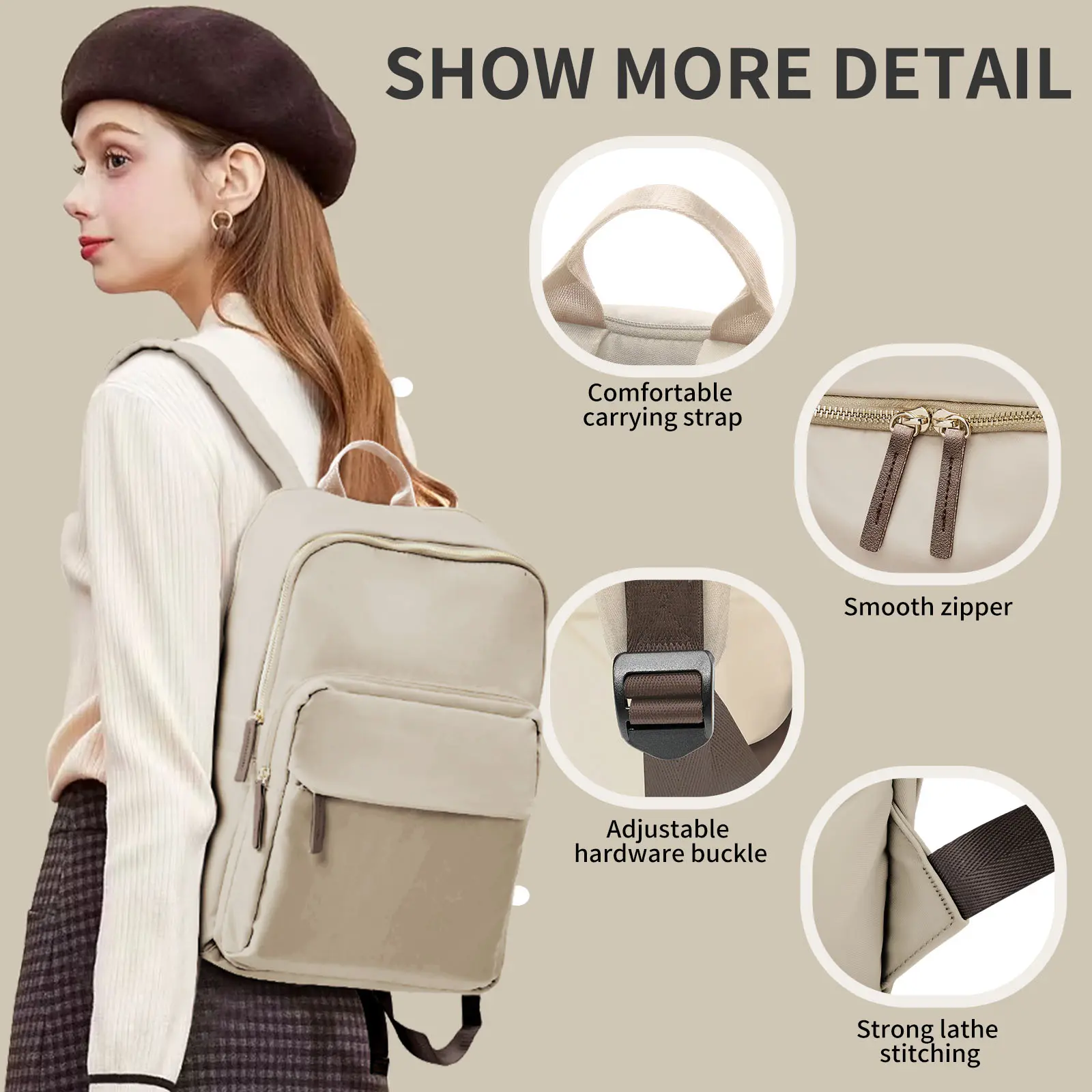 New Simple Large Capacity Backpack Women Travel Business Teacher Backpack Laptop Shoulder Bag Girl School Student Backpack Purse