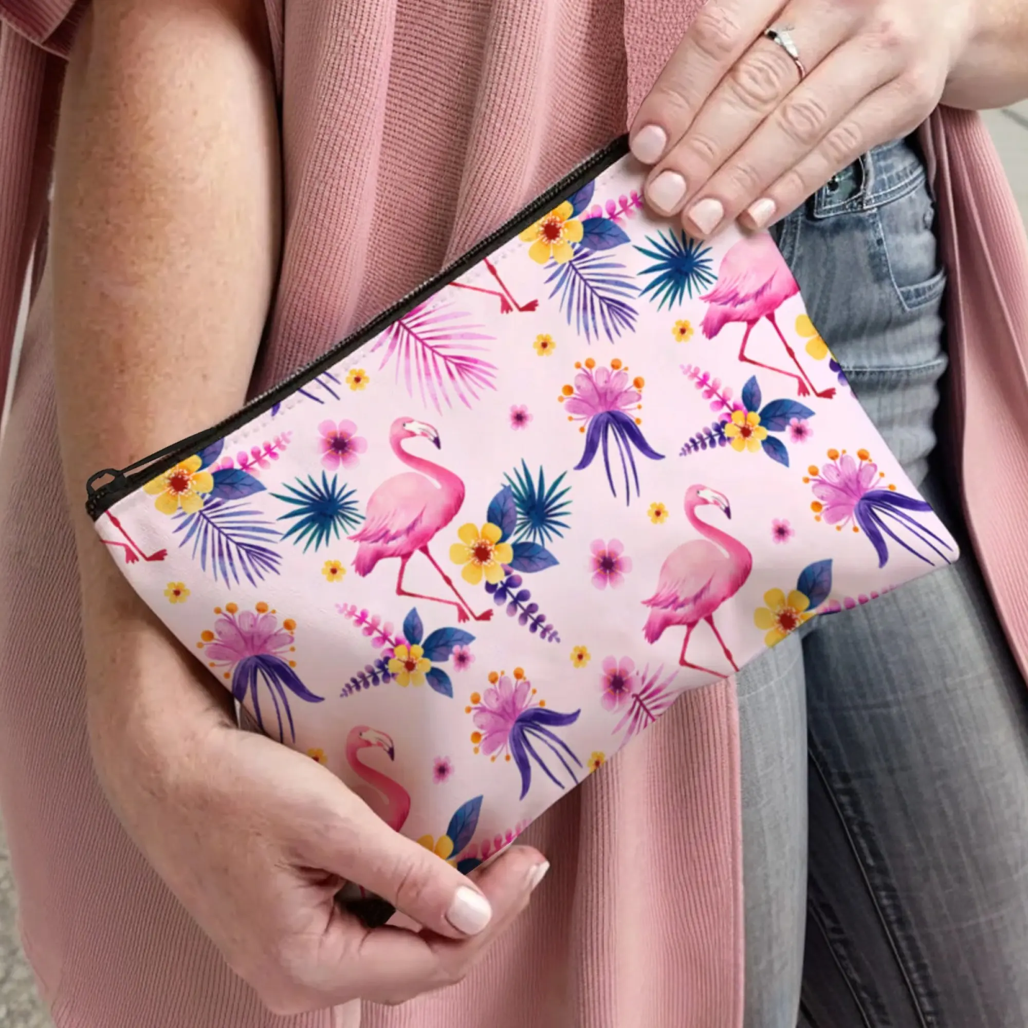 Flamingo Printed Cosmetic Bag Women animal Make Up Bag Portable Travel Bags Organizer Pouch Handbags Zipper Purse
