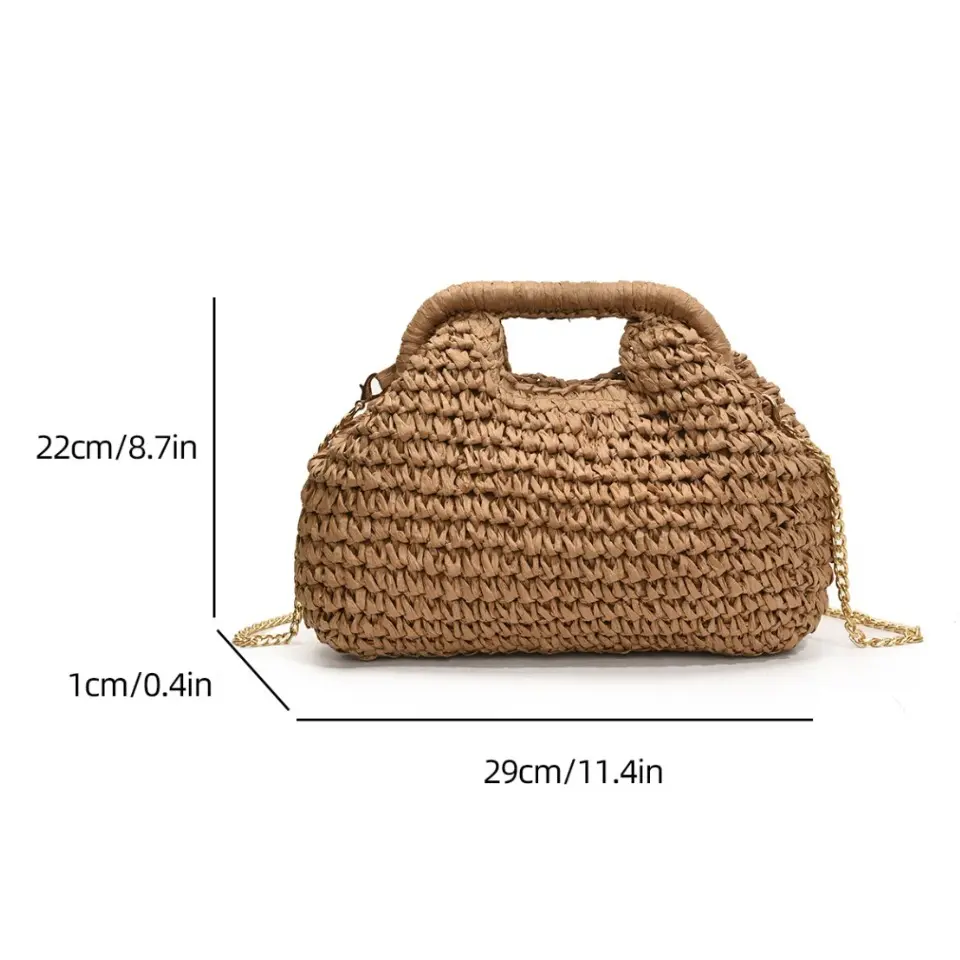 Retro Woven Clutch Bags for Women 2025 Straw Shell Chain Handbag Messenger Bag Ladies Holiday Beach Eco-friendly Crossbody Bag
