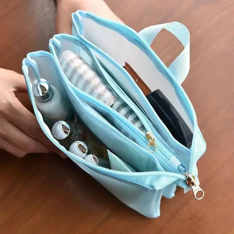 Large Capacity Cosmetic Bags Skin Care Product Lipstick Toiletry Makeup Organizer Case Mesh 3 Layer Travel Washing Storage Bags