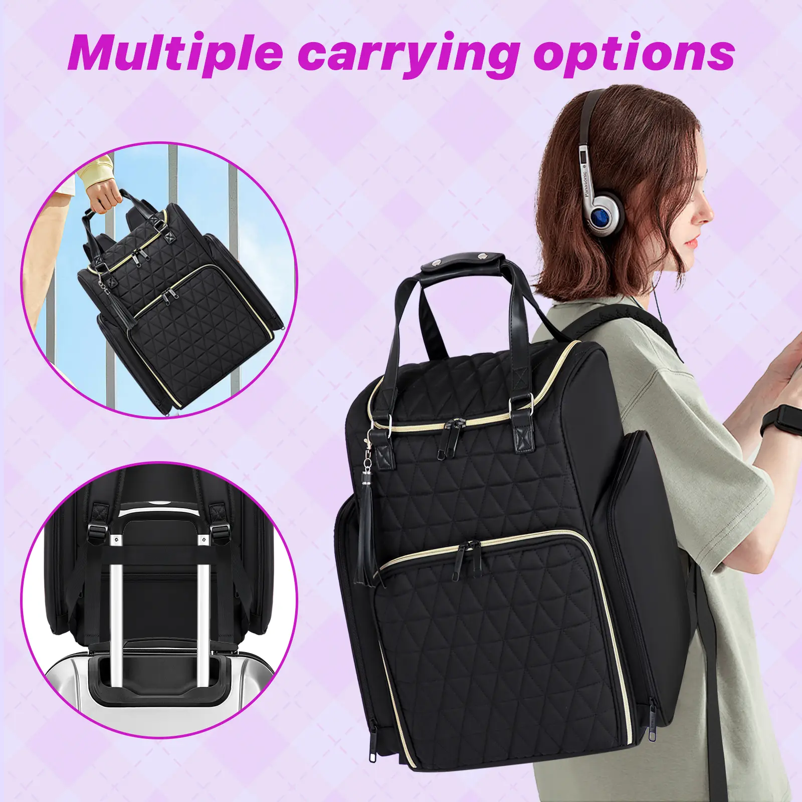 Nail Polish Organizer Backpack Multi-Spacer Bottle Trimmer Nail Tool Bag Travel Carrying For Nail Art Accessories Holds Bags 30+