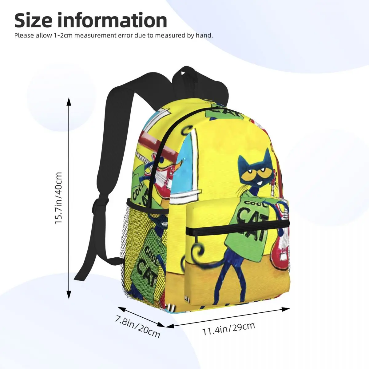 Pete The Cat  Student Backpack School Bag Hiking Travel Daypack for Men Women Fashion Bookbag Shoulder Bags