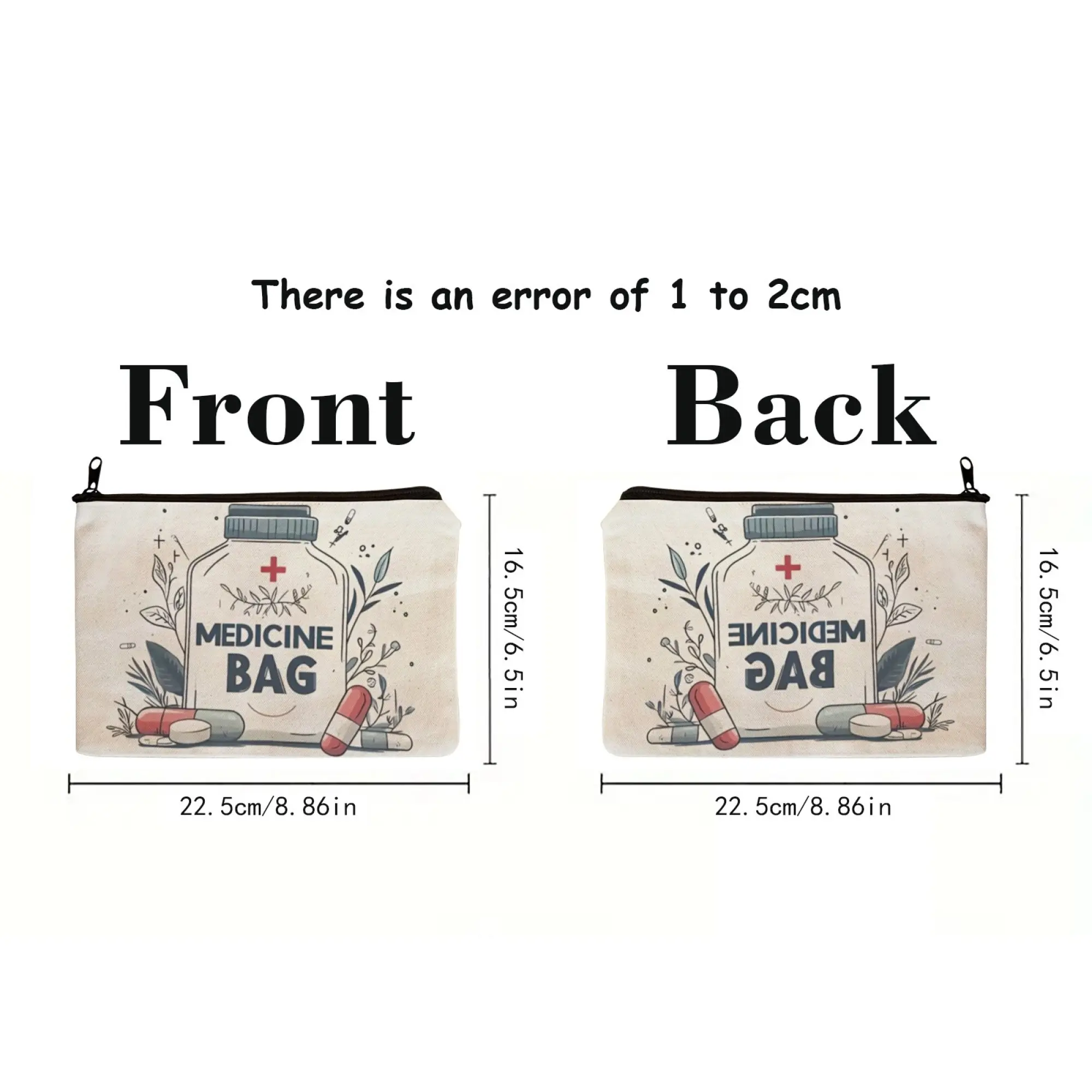 Medical Theme Medicine Bottle Design Cosmetic Bag Travel Toiletry Bag Medicine Storage Bag Nurse Patient Colleague Gift