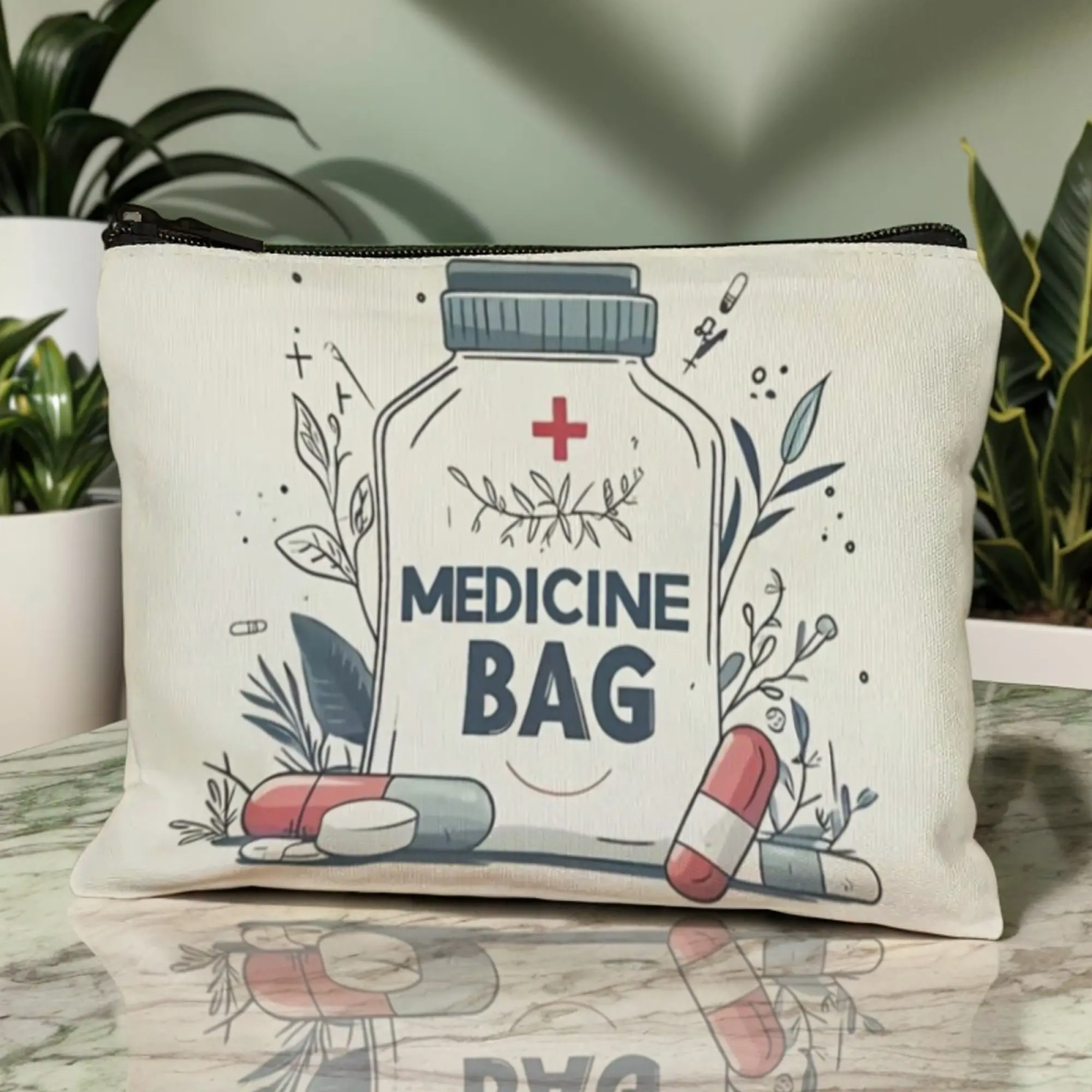 Medical Theme Medicine Bottle Design Cosmetic Bag Travel Toiletry Bag Medicine Storage Bag Nurse Patient Colleague Gift