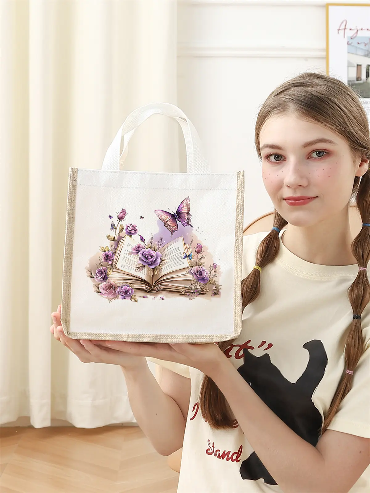 shopper bagHandbag portable lunch bag, casual handbag bento bag dinner bag large capacity camping student picnic food  bag
