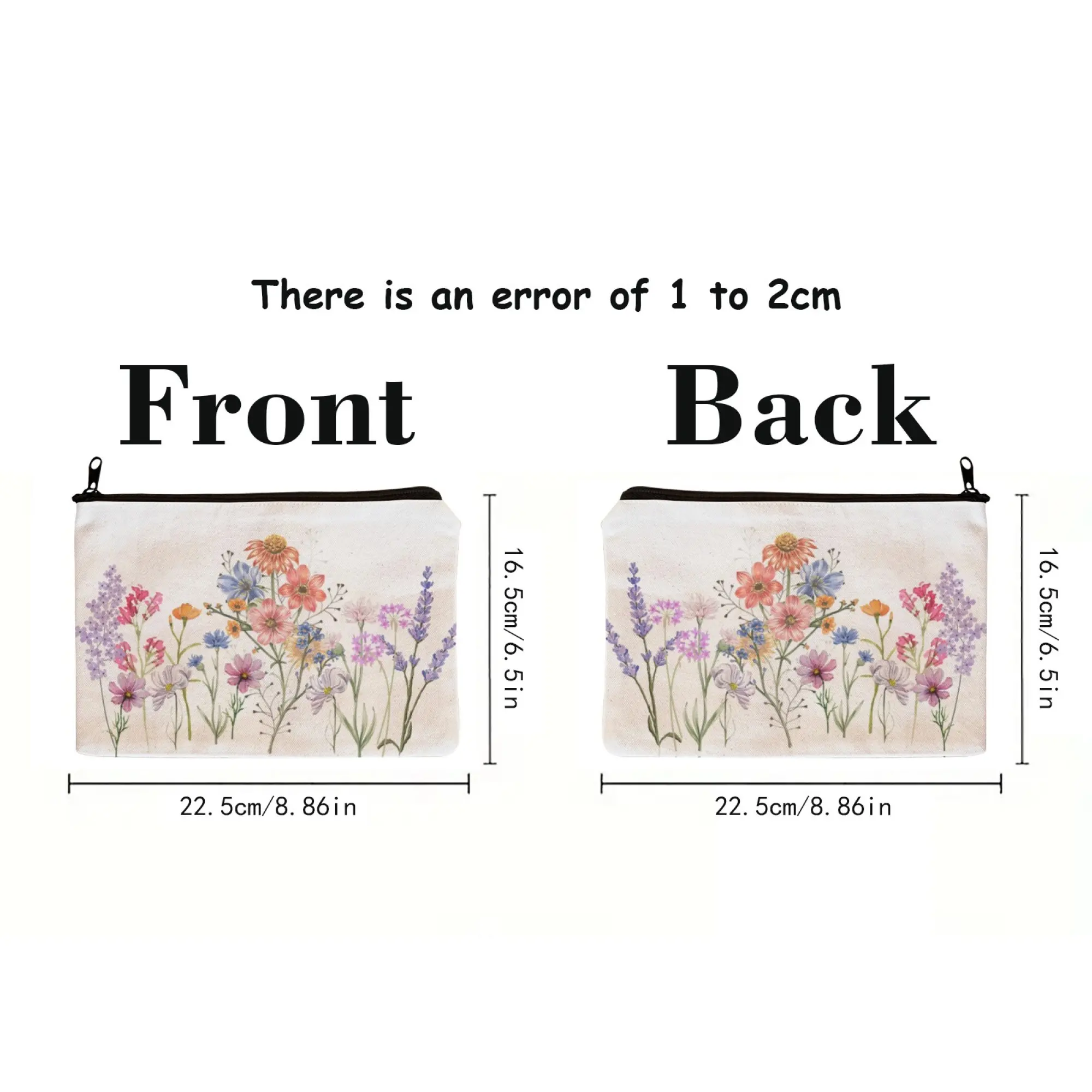 Simple Pastoral Floral Makeup Bag Women's Zipper Storage Miscellaneous Bag Travel Makeup Organizer Cosmetic Bag Coin Purse Gift