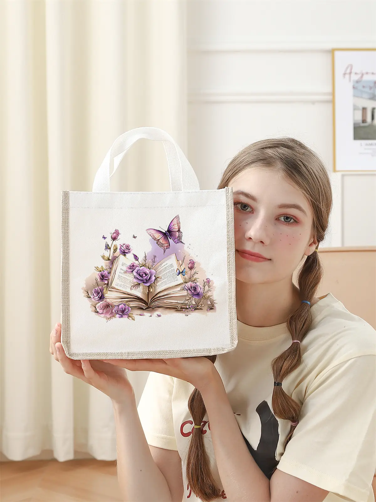 shopper bagHandbag portable lunch bag, casual handbag bento bag dinner bag large capacity camping student picnic food  bag