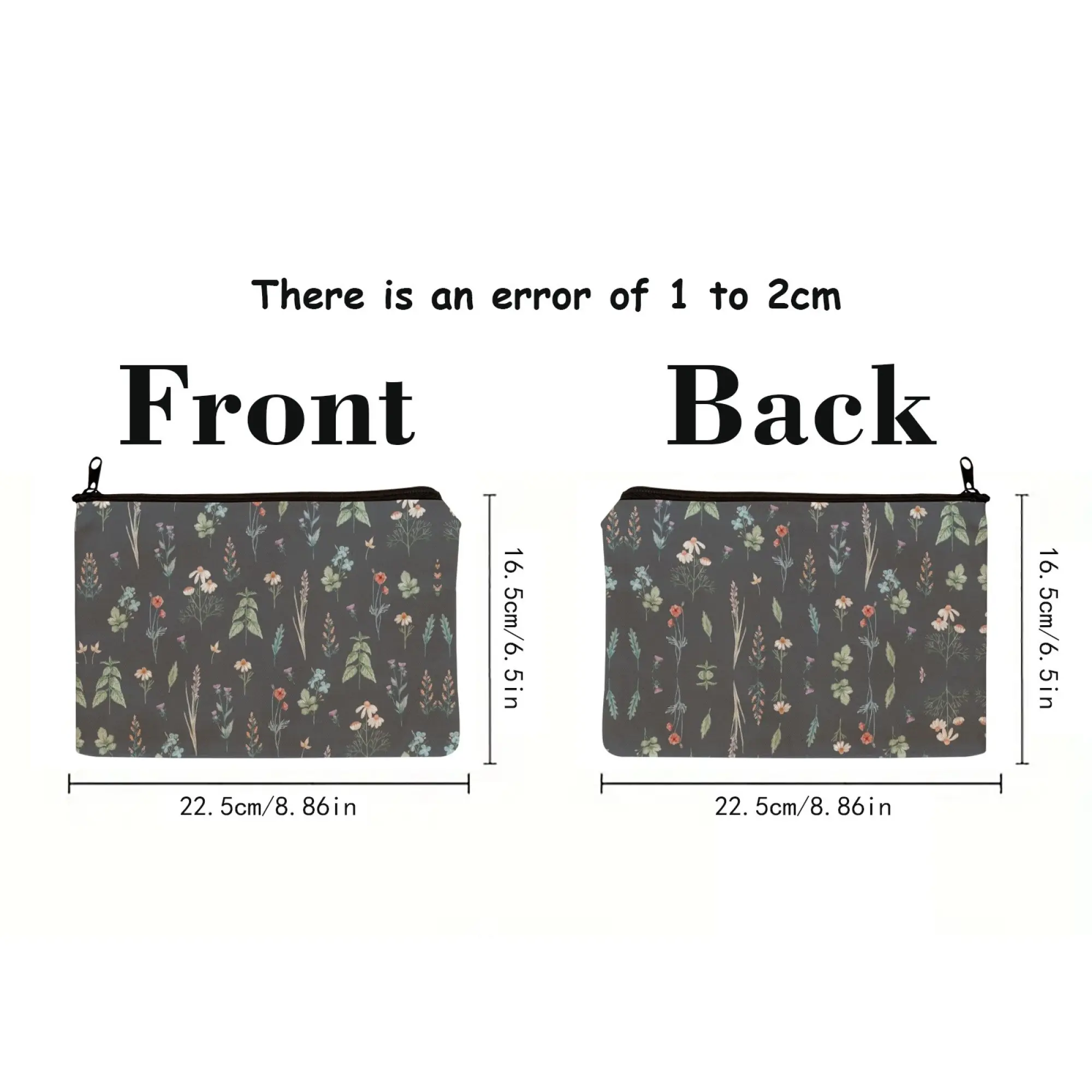 Vintage Botanical Specimen Canvas Makeup Bag Pressed Flower Prints with Scientific Labels Matte Texture for Nature Lovers