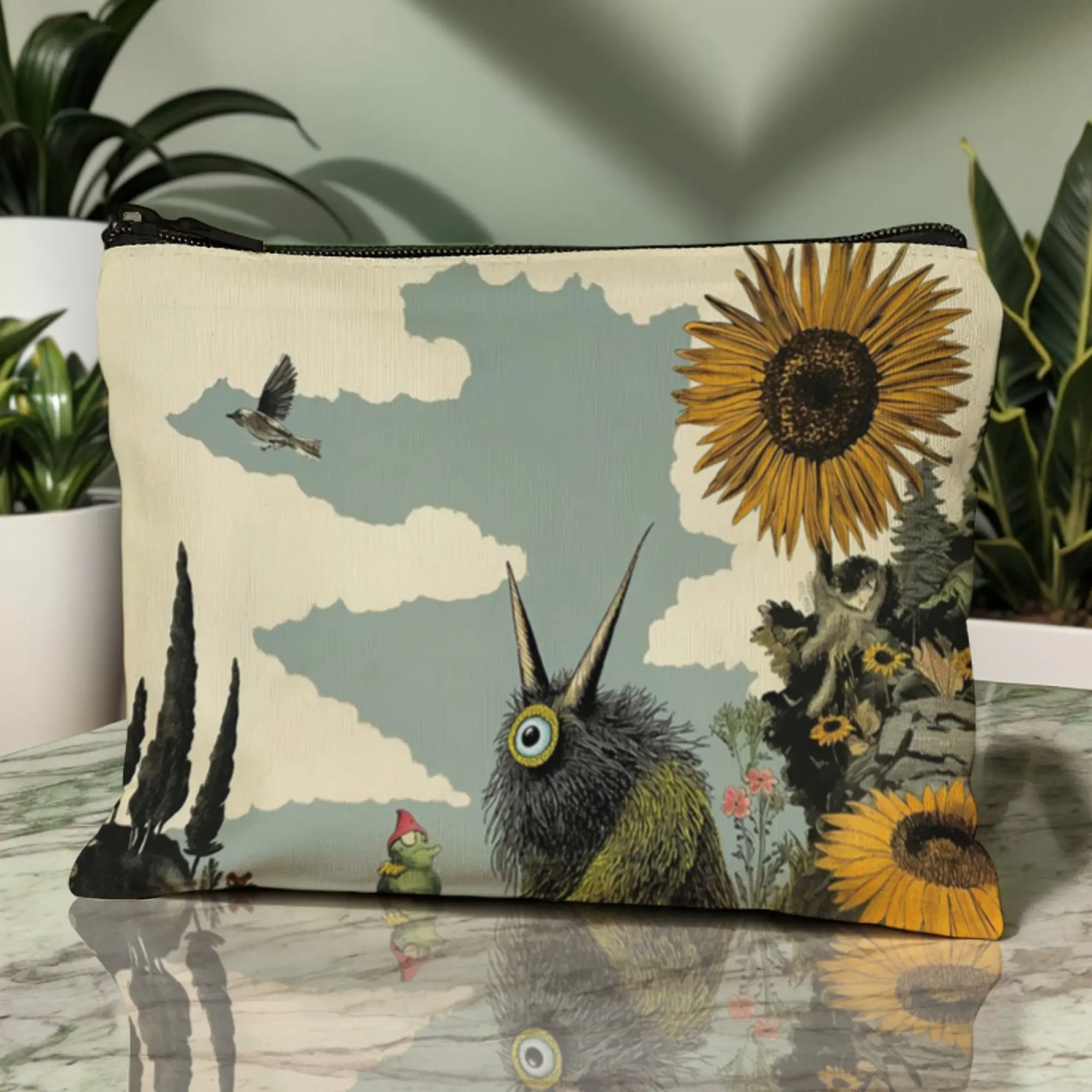 Retro fashion pastoral fantasy elf print travel vacation storage bag portable canvas cosmetic bag unisex Travel perfume Side Bag