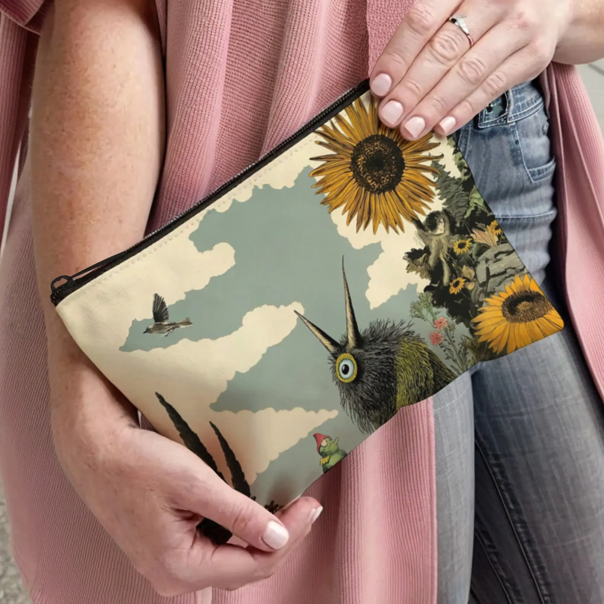Retro fashion pastoral fantasy elf print travel vacation storage bag portable canvas cosmetic bag unisex Travel perfume Side Bag