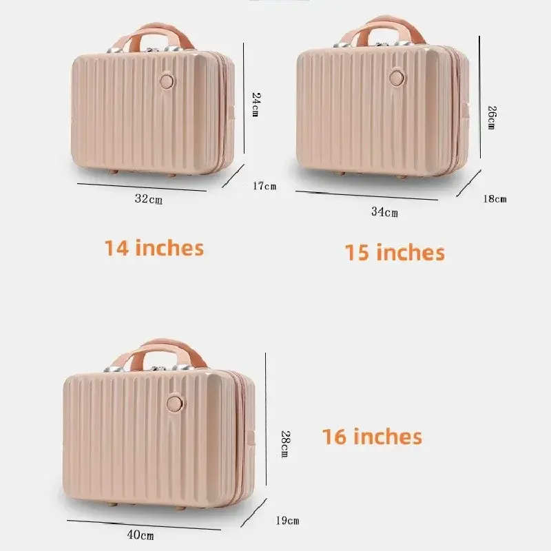 16 Inch Large Capacity Portable Suitcases Luggage for Women with Lock Cosmetics Storage Bag Boarding Case Carrier Travel Bag