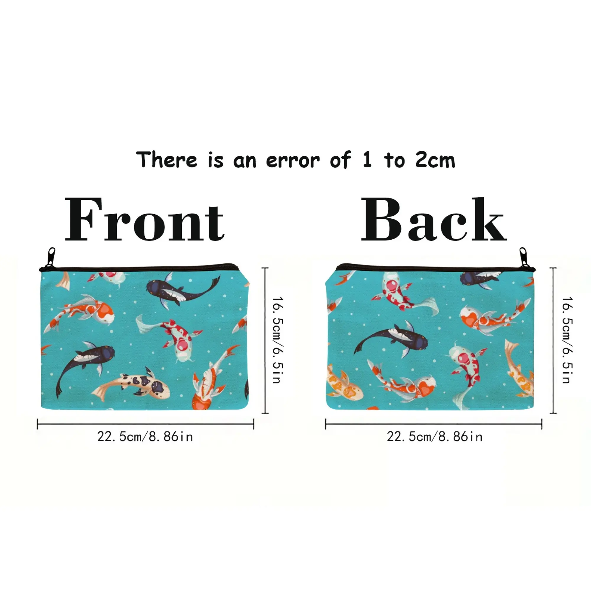 Classical Lucky Koi Pattern Cosmetic Bag Durable Zipper Organizer with Chinese Cultural Elements Perfect for Daily Makeup Tote