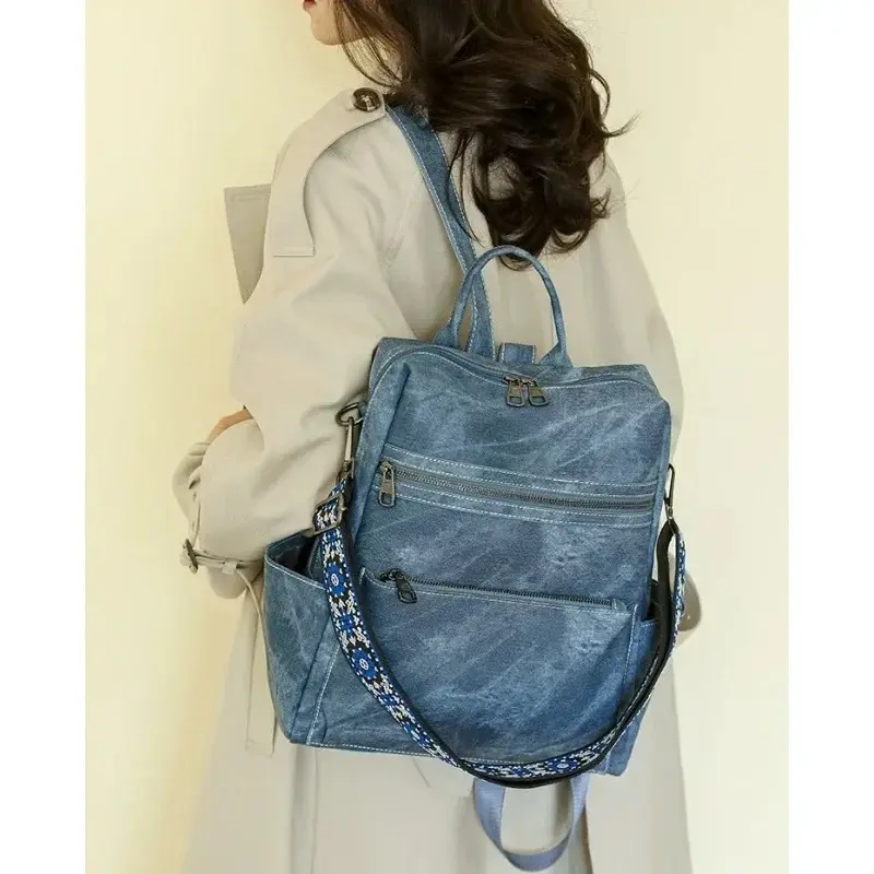 Lightweight Girls Retro Backpack Fashion Multipurpose Women's Backpack Large Capacity Leisure Travel Dual-purpose Shoulder Bag