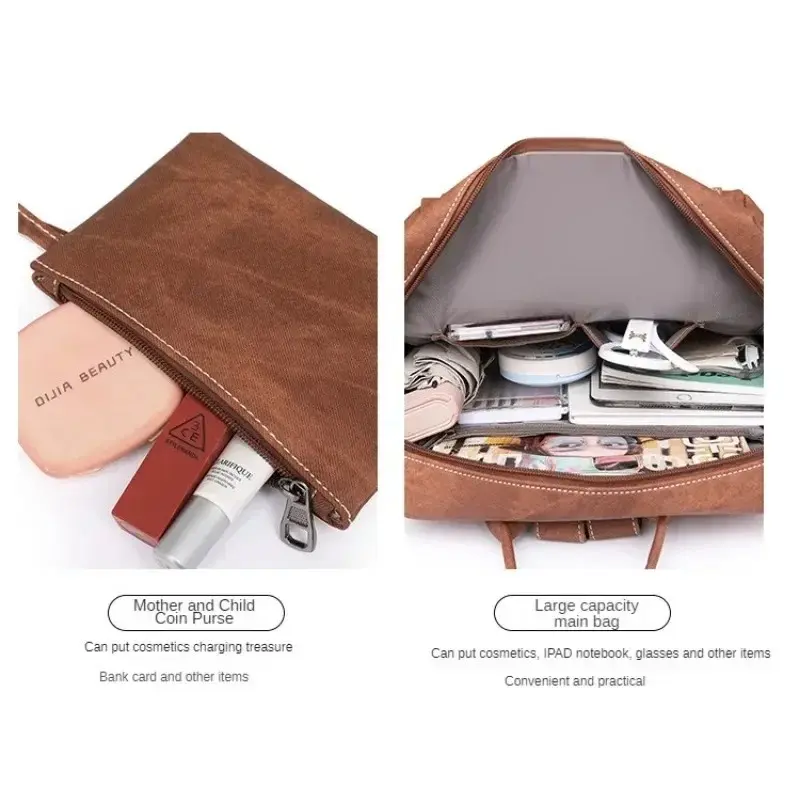 Lightweight Girls Retro Backpack Fashion Multipurpose Women's Backpack Large Capacity Leisure Travel Dual-purpose Shoulder Bag