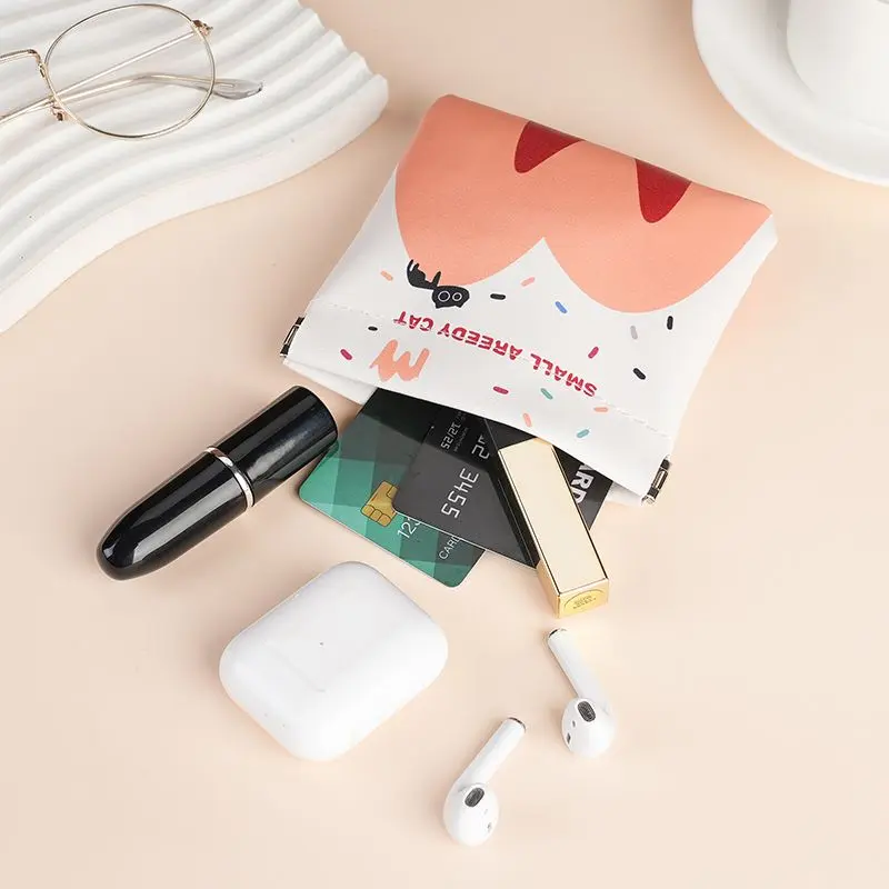 Automatic Closing Little Bear Storage Bag Zero Wallet Earphone Glasses Cosmetics Portable Storage Cosmetics Cartoon Small Bag