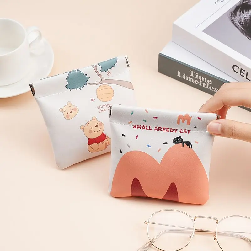 Automatic Closing Little Bear Storage Bag Zero Wallet Earphone Glasses Cosmetics Portable Storage Cosmetics Cartoon Small Bag