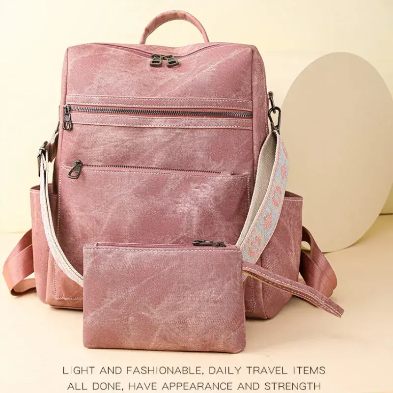 Fashion Multipurpose Women's Backpack Lightweight Girls Retro Backpack Large Capacity Leisure Travel Dual-purpose Shoulder Bag