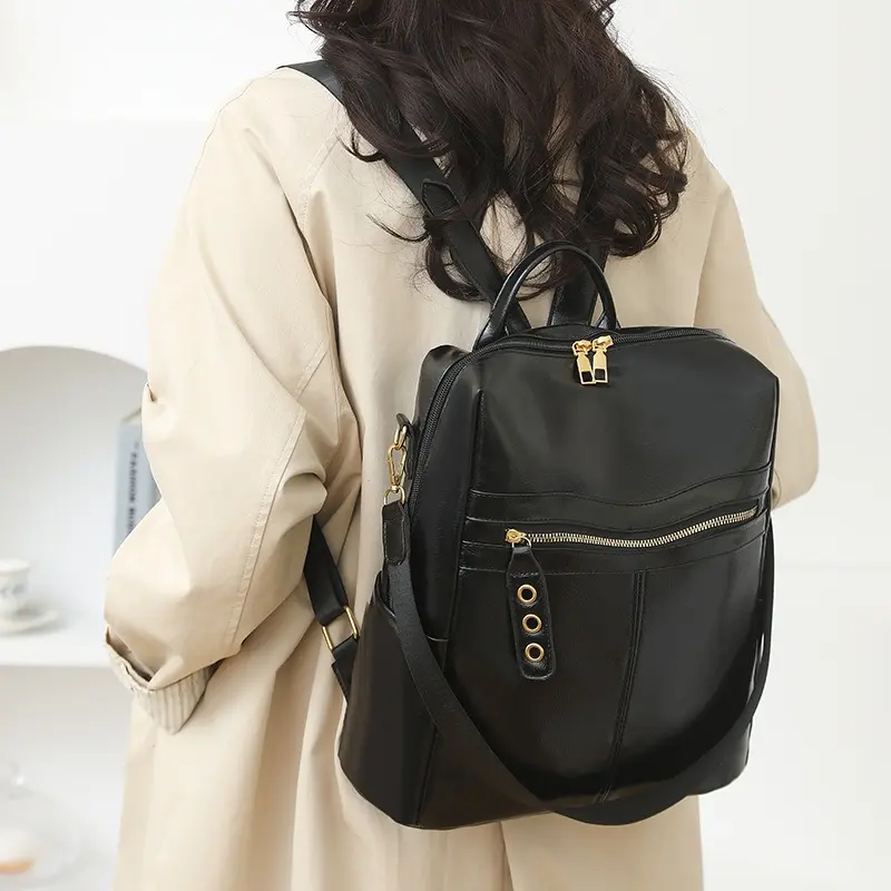 Vintage Womens Backpack Purse Waterproof Leather Anti-theft Large Backpack Fashion Designer Travel Bag Ladies Shoulder Bags