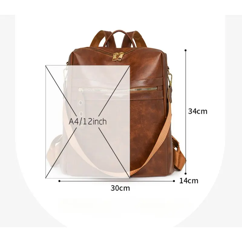 Vintage Womens Backpack Purse Waterproof Leather Anti-theft Large Backpack Fashion Designer Travel Bag Ladies Shoulder Bags