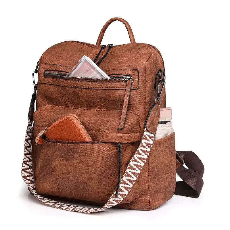 Waterproof Leather Backpack Purse for Women Anti-Theft Backpack Convertible Fashion Casual Shoulder Bag for Travel Handbags