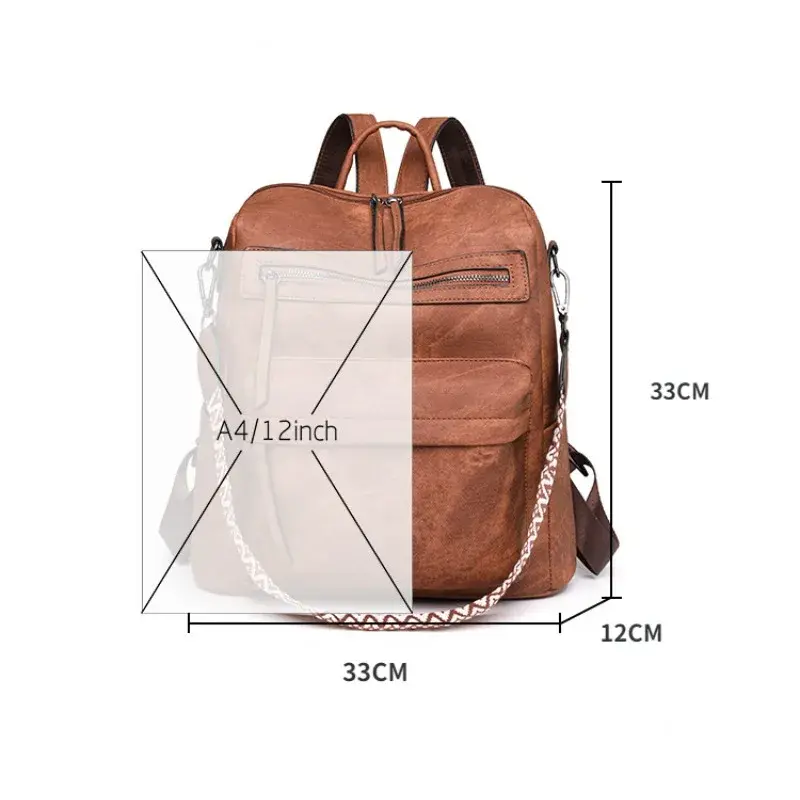 Waterproof Leather Backpack Purse for Women Anti-Theft Backpack Convertible Fashion Casual Shoulder Bag for Travel Handbags