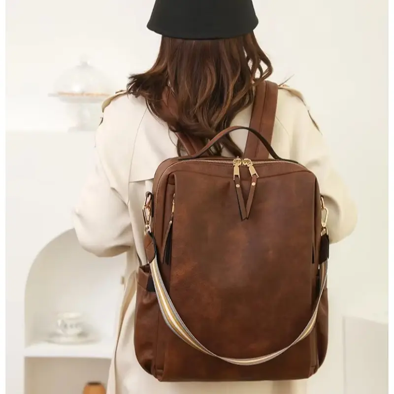Backpack Purse for Women Waterproof PU Leather Backpack Anti-Theft Lightweight Fashion Multipurpose Travel Shoulder Bag Handbag