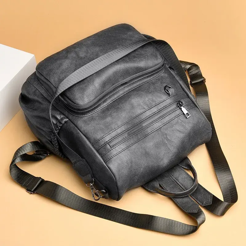 Pu Backpack Ladies New Anti-theft Backpack Women's Fashion Casual Large-capacity Leather Anti-theft Fashion Designer Travel Bag