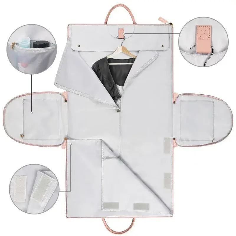 Foldable Carry-on Travel Duffle Bag for Men and Women Hanging Suitcas Large Capacity Multifunctional  PU Luggage Garment Bag