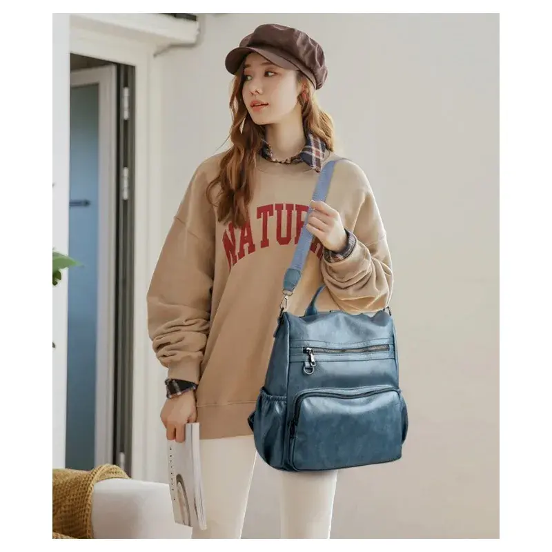 Pu Backpack Ladies New Anti-theft Backpack Women's Fashion Casual Large-capacity Leather Anti-theft Fashion Designer Travel Bag