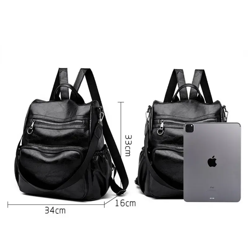 Pu Backpack Ladies New Anti-theft Backpack Women's Fashion Casual Large-capacity Leather Anti-theft Fashion Designer Travel Bag
