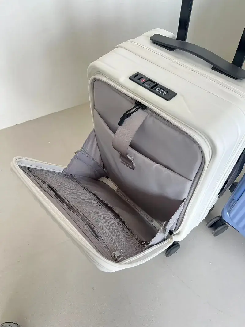 Rolling Travel Suitcase with Front Laptop Pocket Luggage New Expandable Multifunctional Luggage Case 20-inch Boarding Suitcase
