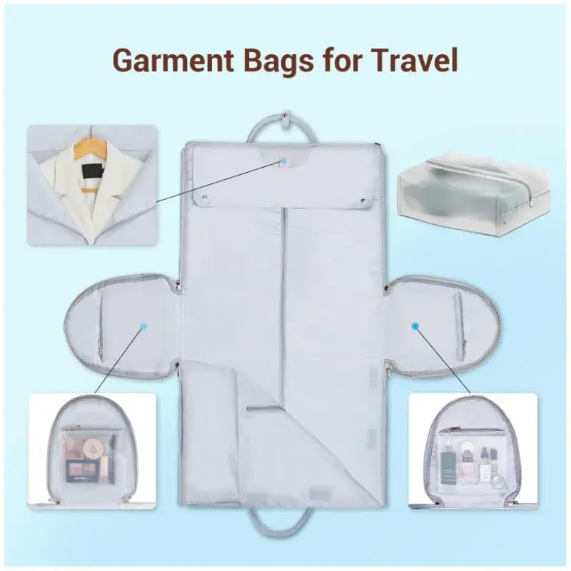 Convertible Portable Travel Garment Bag Carry on Duffel Bag for Men Women Dust-Proof Hanging Suitcase Suit Business Travel Bag