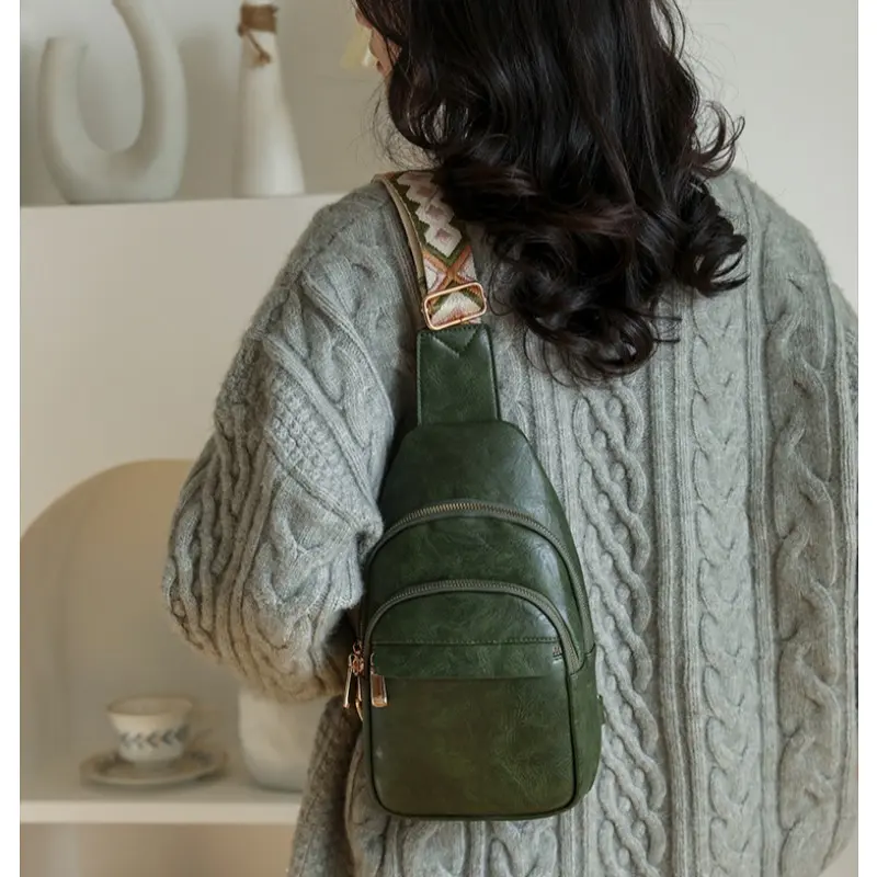 Sling Bag For Women Men Backpack Fanny Pack Crossbody Purse Chest Travel Shoulder Belt Bags Purse Handbag PU Leather Anti Theft