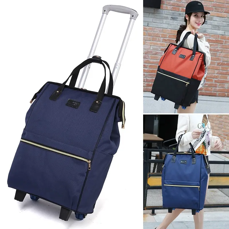 Underseat Carry on Luggage with Wheels Women's Handbag Short-distance Light Large-capacity Rolling BackpackTravel  Boarding Bag