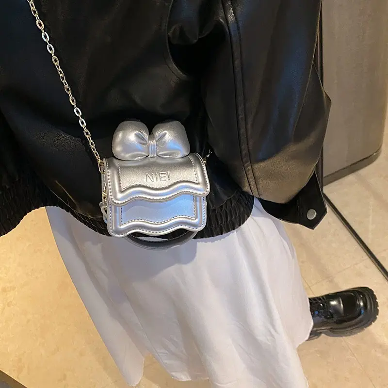 Cartoon Butterfly Crossbody Bag Lovely Bow Children's Silicone Shoulder Bags Cute Girls Bag Candy Color Kids Small Coin Purse