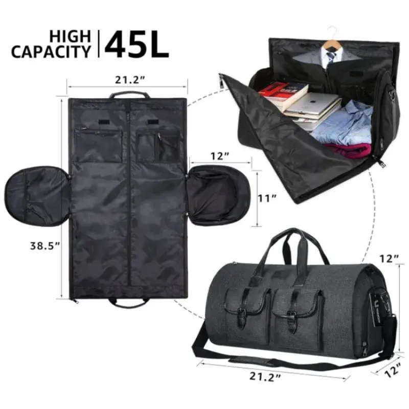 Portable Clothes Foldable Dust-Proof Suit Bag for Gowns Coats Shirts and Dresses Suit Travel Duffel Bag with Shoes Compartment