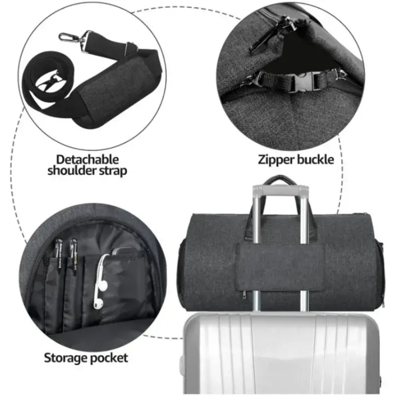 Portable Clothes Foldable Dust-Proof Suit Bag for Gowns Coats Shirts and Dresses Suit Travel Duffel Bag with Shoes Compartment